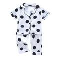 thumbnail image 1 of LNMQLPDBS Baby Girl Outfits Summer Silk Satin Loungewear Set Trendy Print Comfy Outfit Short Sleeve Button-Down Shirts and Pants 2Pcs Clothes Set, 1 of 1