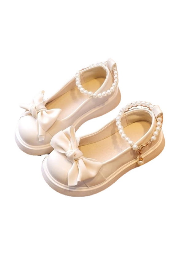 Baby Girl Shoes Cute Mary Jane Shoes Fashion Spring Summer Solid Color Bowknot Children Comfort Casual Shoes Baby Dress Shoes for Communion Wedding and Daily Outdoor White 4.5-5 Years