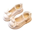 thumbnail image 1 of LNMQLPDBS Baby Girl Shoes Cute Mary Jane Shoes Fashion Spring Summer Solid Color Bowknot Children Comfort Casual Shoes Baby Dress Shoes for Communion Wedding and Daily Outdoor White 4.5-5 Years, 1 of 3