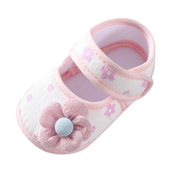 LNMQLPDBS Baby Girl Shoes Newborn Mary Jane Flats with Flower Soft Sole Non-Slip Crib Shoes Infant Toddler First Walkers Princess Dress Shoes