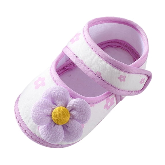 LNMQLPDBS Baby Girl Shoes Newborn Mary Jane Flats with Flower Soft Sole Non-Slip Crib Shoes Infant Toddler First Walkers Princess Dress Shoes