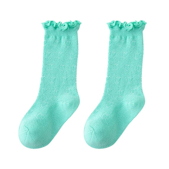 LNMQLPDBS Baby Girl Socks Solid Color Breathable Floor Socks with Ruffle Trim Newborn Socks Girl Soft Non-Slip Shorty Socks Seamless Socks for Kids Toddler Athletic Socks Mint Green 1-3 Years