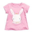 thumbnail image 1 of LNMQLPDBS Baby Girl Summer Clothes Cartoon Rabbit Pattern Embroided Easter T Shirts Short Sleeve Crewneck Loose Tees Toddler Girl Clothes 3t Cute Tops for First Day of School, 1 of 9