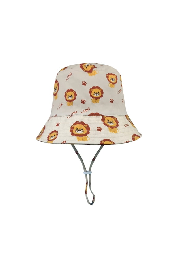Baby Girl Sun Hat Summer Beach Hats with Chin Strap Animal Letters Printed Shade Hat Toddler Infant Fisherman Hat Sun Protection Hats with Short Brim Strap Outdoor Bucket Hat for Holiday