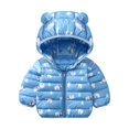 thumbnail image 1 of LNMQLPDBS Baby Girls Bear Ear Puffer Jacket Toddler Cute Animal Print Coat Kids Winter Warm Quilted Outerwear Girls Hooded Zip Up Top Casual Cold Weather Daily Wear with Tree Pattern, 1 of 9
