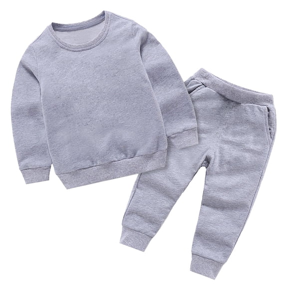 LNMQLPDBS Baby Girls Crewneck Sweatshirt Set Toddler Solid Pullover Outfit Kids Cuffed Jogger Pants Girls Casual 2 Piece Clothing with Side Pockets for School Daily Wear