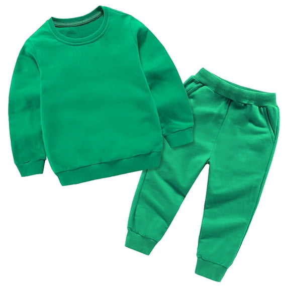 LNMQLPDBS Baby Girls Crewneck Sweatshirt Set Toddler Solid Pullover Outfit Kids Cuffed Jogger Pants Girls Casual 2 Piece Clothing with Side Pockets for School Daily Wear