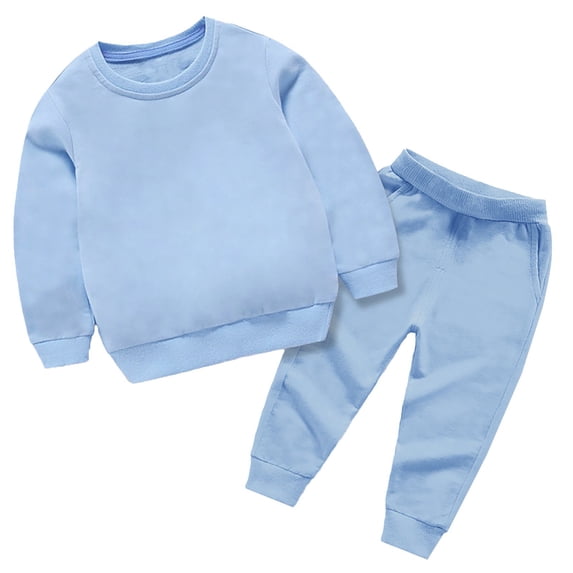 LNMQLPDBS Baby Girls Crewneck Sweatshirt Set Toddler Solid Pullover Outfit Kids Cuffed Jogger Pants Girls Casual 2 Piece Clothing with Side Pockets for School Daily Wear