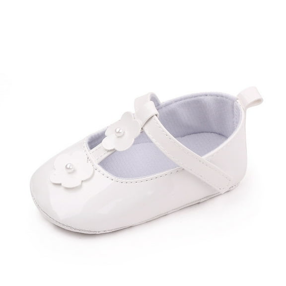 LNMQLPDBS Baby Girls Cute Princess Shoes with Two Flower Bowknot for Wedding Dress Mary Jane Flats Shoes Prewalker Lightweight Breathable Baby Sneaker Shoes Soft Sole Non-Slip First Walking Sneakers