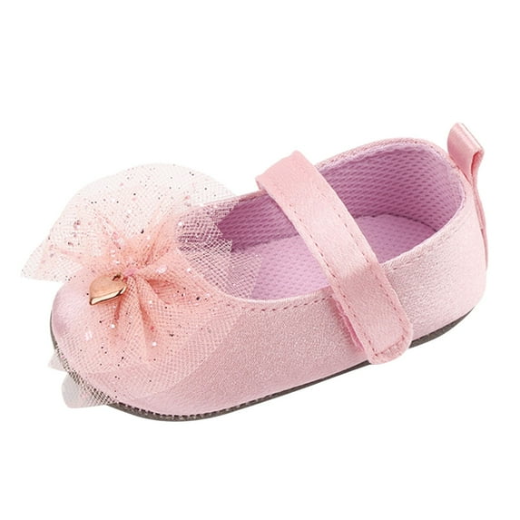 LNMQLPDBS Baby Girls Flat Shoes Princess Shoes with Bowknot Wedding Dress Mary Jane Flats Prewalker Pink Toddler Shoes for Girls Casual Summer First Walkers Shoes Non-Slip Sneaker Pink 0-6 Months
