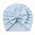thumbnail image 1 of LNMQLPDBS Baby Girls Hair Bow Turban Hat Solid Color Beanies Soft Hospital Turban for Newborn Infant Caps Baby Hats 0-6 Months Top Bowknot Head Wrap Beanie Caps for Unisex Baby Light Blue One Size, 1 of 2