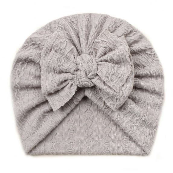 LNMQLPDBS Baby Girls Hair Bow Turban Hat Solid Color Beanies Soft Hospital Turban for Newborn Infant Caps Baby Hats 0-6 Months Top Bowknot Head Wrap Beanie Caps for Unisex Baby Grey One Size