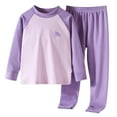 thumbnail image 1 of LNMQLPDBS Baby Girls Raglan Sleeve Lounge Set Toddler Color Block Long Sleeve Top and Soft Stretch Pants Teen Casual Two Piece Outfit for School Holiday Daily Wear, 1 of 5