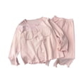 thumbnail image 1 of LNMQLPDBS Baby Girls Ribbed Lounge Set Toddler Button Down Shirt with Relaxed Fit Pants Kids Ruffle Trim 2 Piece Outfit Girls Casual Soft Knit Outfit School Holiday Daily Wear with Pockets, 1 of 9