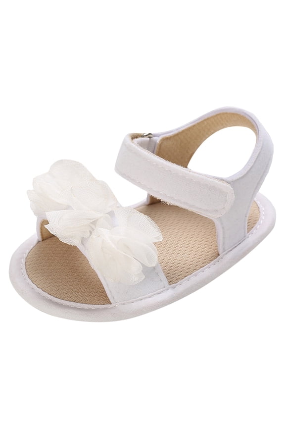 Baby Girls Sandals Summer Shoes Outdoor First Walker with Lace Ruffle Decorat Toddler Girls Shoes for Summer Girls Flat Princess Shoes Non-Slip Soft Sole Lightweight Sandals