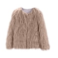 thumbnail image 1 of LNMQLPDBS Baby Girls Shaggy Faux Fur Coat Toddler Long Hair Plush Jacket Kids Fluffy Winter Outerwear Infant Round Neck Cardigan Girls Casual Warm Top Daily Party Wear with Hidden Closure, 1 of 4