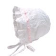 thumbnail image 1 of LNMQLPDBS Baby Girls Summer Hat with Bow Toddler Girls Sun Hat with Eyelet Breathable Infant Hat with Chin Strap Double Ruffle Brimmed Lace Bonnet with Flowers Sun Protection Hat for Kids, 1 of 4