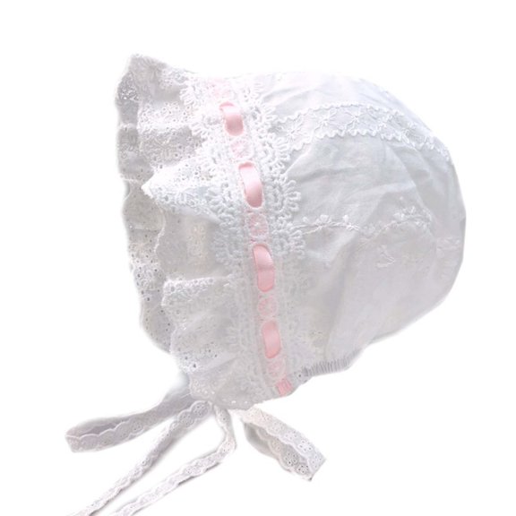 LNMQLPDBS Baby Girls Summer Hat with Bow Toddler Girls Sun Hat with Eyelet Breathable Infant Hat with Chin Strap Double Ruffle Brimmed Lace Bonnet with Flowers Sun Protection Hat for Kids