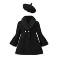 thumbnail image 1 of LNMQLPDBS Baby Girls Winter Coat with Hat Set Toddler Faux Fur Collar Jacket Kids Flare Sleeve Outerwear Infant A Line Overcoat with Warm Beret Outfit Girls Cold Weather Daily Wea, 1 of 7