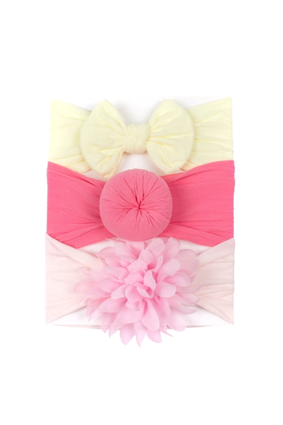 Baby Headbands 3 Pack Girls Hairbands Newborn Infant Soft Elastic Flower Knotted Bow Hair Bands Toddler Hair Accessories