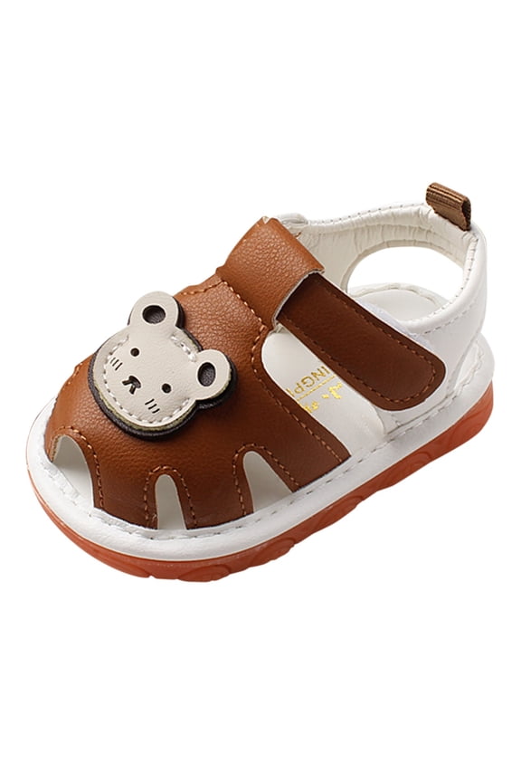 Baby Sandals Non-Slip Soft Sole Sandals for Toddler Boys Baby Girl Sandals 12-18 Months with Cute Bear Comfort Breathable Summer SandalsToddler Prewalker Walking Shoes Brown 12-18 Months