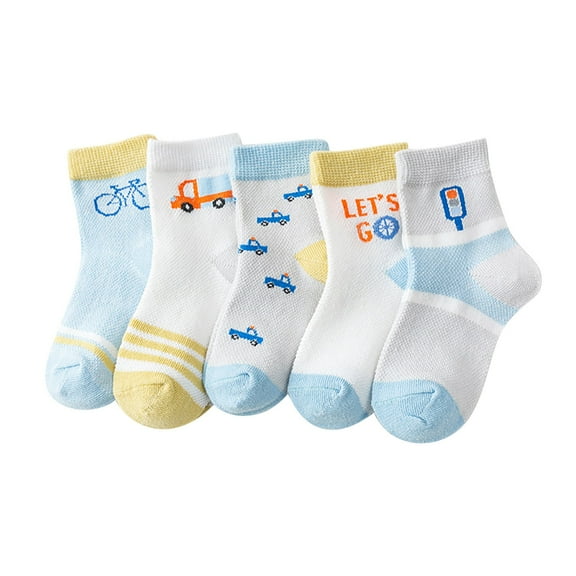 LNMQLPDBS Baby Socks Newborn 5 Packs Color Block Letters Cartoon Breathable Floor Socks Toddler Summer Athletic Soft Non-Slip Shorty Socks Toddler Unisex Socks for Baby Girl Or Boy D 0-1 Years
