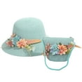 thumbnail image 1 of LNMQLPDBS Baby Sun Hat Sets Girls Wide-Brim Straw Sun-Hat for Summer Beach with Flower Kids Tourism Sun Hat with Shoulder Bag Gift for Girl Sun Protection Hat for All Season, 1 of 6