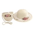 thumbnail image 1 of LNMQLPDBS Baby Sun Hat Sets Girls Wide-Brim Straw Sun-Hat for Summer Beach with Flower Kids Tourism Sun Hat with Shoulder Bag Gift for Girl Sun Protection Hat for All Season, 1 of 5