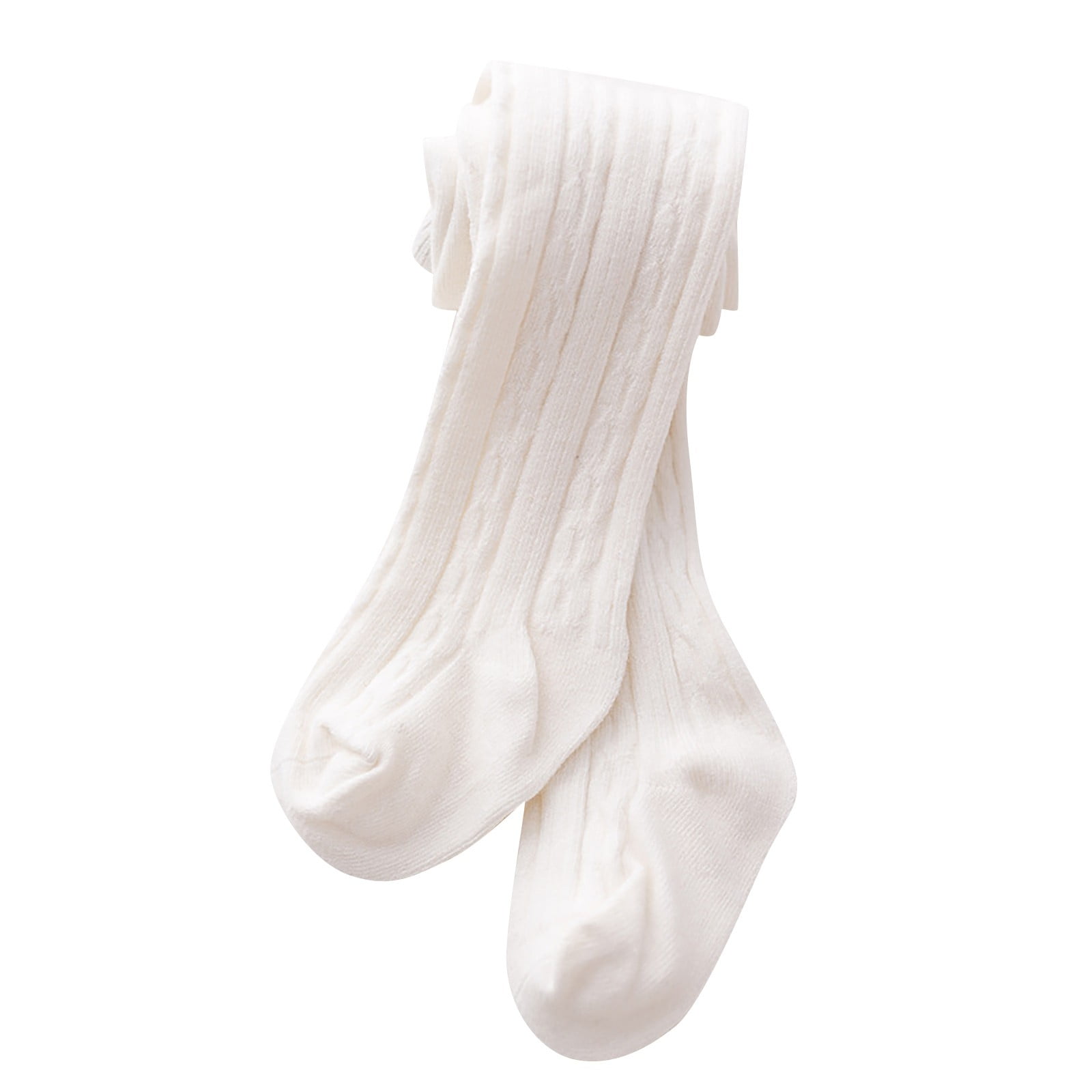 Baby Tights Toddler Girl Boys Tights Seamless Cable Solid Color Knit Leggings Baby Gifts Spring and Autumn Soft Cotton Stockings Pantyhose for Unisex Kids White 6-12 Months
