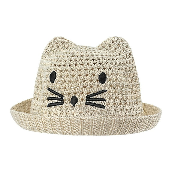 LNMQLPDBS Baby Toddler Girls Straw Sun Hat with Embroided Cute Summer Beach Hat Baby Sun Protection Hats Beach Cap for Infant Outdoor Party Holiday Breathable Hat Khaki One Size