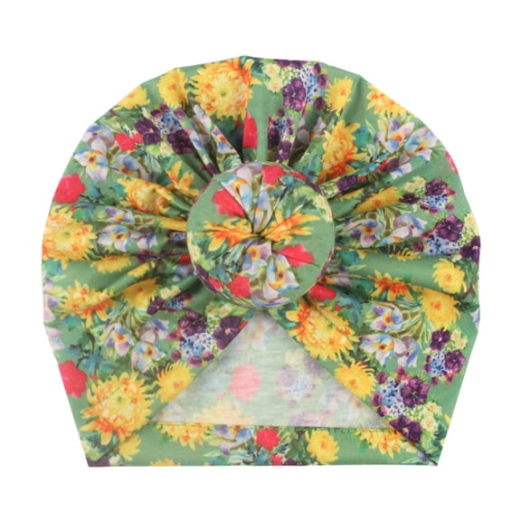 LNMQLPDBS Baby Turban Hats Floral Printed Knotted Head Wrap Hospital Soft Newborn Beanie Infant Beanie Hospital Turban Sunscreen Hat for Toddler Baby Kids Sun Protection Floppy Cap B One Size