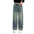 thumbnail image 1 of LNMQLPDBS Baggy Ripped Jeans for Teen Girls Wide Leg/Flare Jean Ripped Denim Pants Tween Preppy Clothes Elastic Waist Streetwear Y2K Trousers, 1 of 4