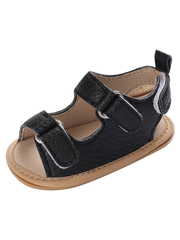 Barefoot Baby Shoes Summer Shoes Outdoor First Walker Soft Sole Leather Breathable Beach Shoes Toddler Boy Unisex Baby Boys Girls Open-Toe Lightweight Non-Slip Shoes Black 12-18 Months