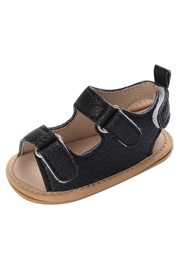 Barefoot Baby Shoes Summer Shoes Outdoor First Walker Soft Sole Leather Breathable Beach Shoes Toddler Boy Unisex Baby Boys Girls Open-Toe Lightweight Non-Slip Shoes Black 6-12 Months
