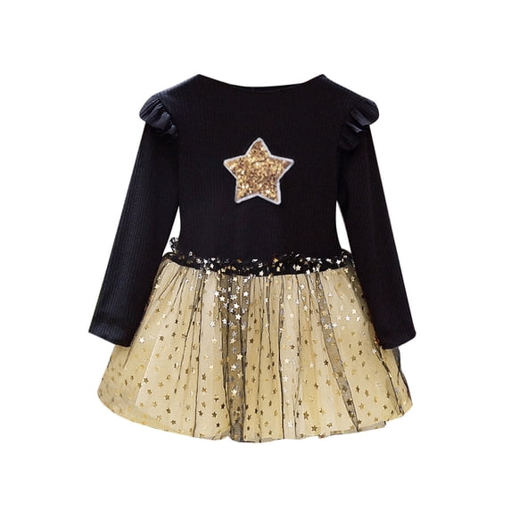 LNMQLPDBS Blue Princess Dress for Girls Green Dress Black Long Dress Girl Clothes Size 6 4t Winter Clothes Girl Baby Clothes Under 5 Dollars Clothes, Black 3-4 Years