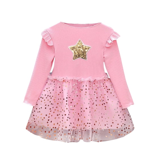 LNMQLPDBS Blue Princess Dress for Girls Green Dress Black Long Dress Girl Clothes Size 6 4t Winter Clothes Girl Baby Clothes Under 5 Dollars Clothes, Pink 2-3 Years