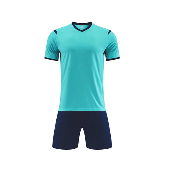 LNMQLPDBS Boys' Clothing Sets Kids Soccer Jersey Solid Color Sports Team Training Shirt and Shorts Uniform with Striped Loose Breathable Summer Clothes Outfit for Teen Boy ﻿ Light Blue 6-7 Years
