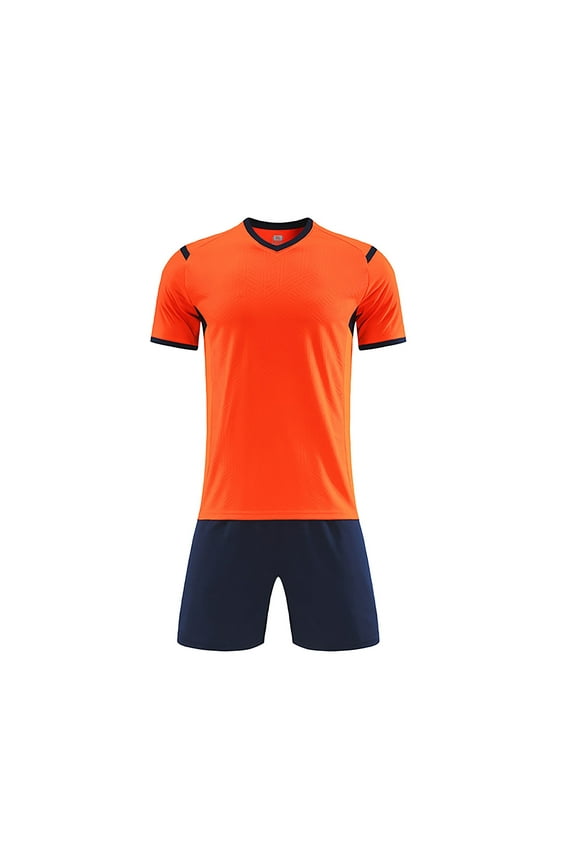 Boys' Clothing Sets Kids Soccer Jersey Solid Color Sports Team Training Shirt and Shorts Uniform with Striped Loose Breathable Summer Clothes Outfit for Teen Boy ﻿ Orange 11-12 Years