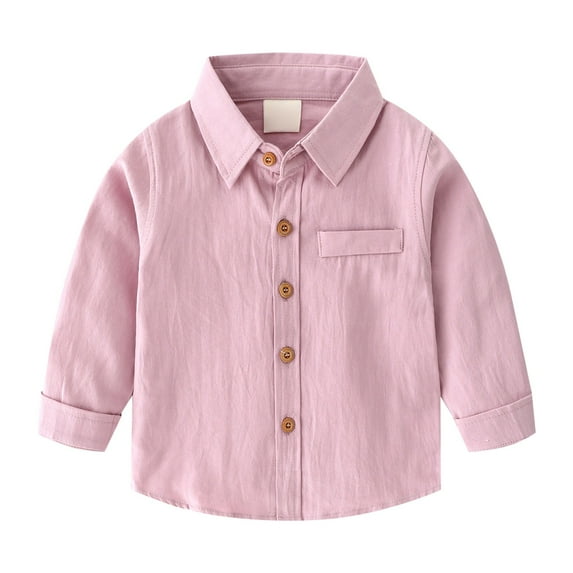 LNMQLPDBS Boys Dress Shirts Long Sleeve Casual Shirts with Chest Pocket Button Down Lapel Shirt Toddler Boy Trendy Spring Break Tops Purple 3-4 Years