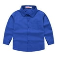 thumbnail image 1 of LNMQLPDBS Boys Dress Shirts Toddler Expandable Collar Button Down Shirt Long Sleeves Solid Casual Lapel Shirts Boys Tops for Spring Summer Blue 7-8 Years, 1 of 8