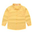thumbnail image 1 of LNMQLPDBS Boys Dress Shirts Toddler Expandable Collar Button Down Shirt Long Sleeves Solid Casual Lapel Shirts Boys Tops for Spring Summer Yellow 11-12 Years, 1 of 8