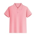 thumbnail image 1 of LNMQLPDBS Boys Polo Shirt Short Sleeve Turn Down Collar Solid Button Down Tops Boys and Toddlers' Active Performance Polo Shirts for Spring Summer Red1 9-10 Years, 1 of 3