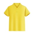 thumbnail image 1 of LNMQLPDBS Boys Polo Shirt Short Sleeve Turn Down Collar Solid Button Down Tops Boys and Toddlers' Active Performance Polo Shirts for Spring Summer Yellow 13-14 Years, 1 of 3