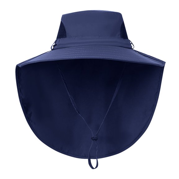 LNMQLPDBS Boys Sun Hat with Neck Flap Wide Brim Solid Color Summer Beach Bucket Hat with Chin Strap for Boys Girls Toddler Kids Adventure Hat Unisex Children Outdoor Sun Protection Hats