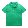 thumbnail image 1 of LNMQLPDBS Boys and Toddlers' Active Performance Polo Shirts Short Sleeve Lapel Tops Boys Button Down Shirt Summer Solid Color Casual Sport Blouse﻿ Green 18-24 Months, 1 of 9