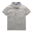thumbnail image 1 of LNMQLPDBS Boys and Toddlers' Active Performance Polo Shirts Short Sleeve Lapel Tops Boys Button Down Shirt Summer Solid Color Casual Sport Blouse﻿ Grey 5-6 Years, 1 of 9