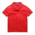 thumbnail image 1 of LNMQLPDBS Boys and Toddlers' Active Performance Polo Shirts Short Sleeve Lapel Tops Boys Button Down Shirt Summer Solid Color Casual Sport Blouse﻿ Red 7-8 Years, 1 of 9