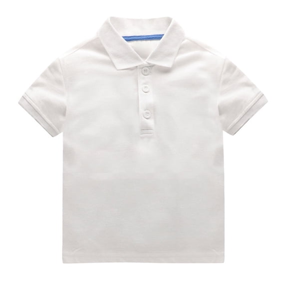LNMQLPDBS Boys and Toddlers' Active Performance Polo Shirts Short Sleeve Lapel Tops Boys Button Down Shirt Summer Solid Color Casual Sport Blouse White 5-6 Years