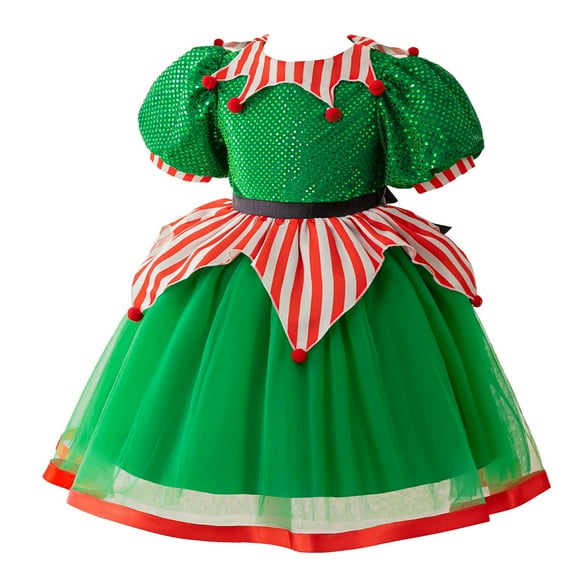 LNMQLPDBS Christmas Dress Teen Girls Christmas Tutu Dresses for Girls 2t Dresses Long Dresses 12-14 Toddler Girl Outfit 2t Thanksgiving Outfit Girl, Green 8-9 Years