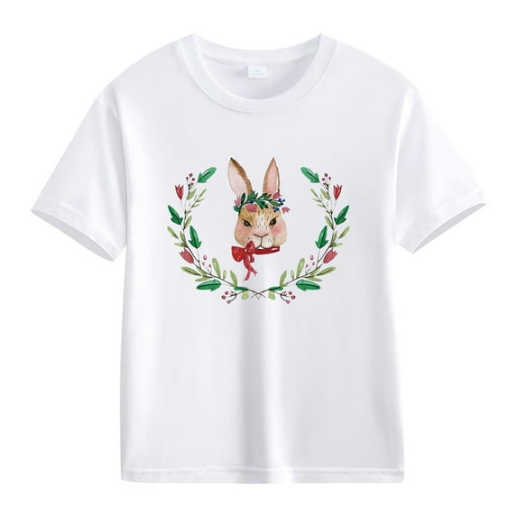 LNMQLPDBS Cute Shirts Bunny Graphic Printed Easter T Shirts Short Sleeve Crewneck Summer Blouses Casual Party Beach Tops Unisex Baby Clothes White 10-11 Years